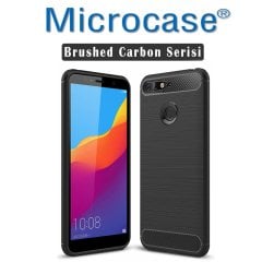 Microcase Huawei Y6 2018 Brushed Carbon Fiber Silikon Kılıf + CAM