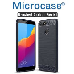 Microcase Huawei Y6 2018 Brushed Carbon Fiber Silikon Kılıf + CAM