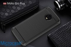 Motorola Moto G6 Plus Brushed Carbon Fiber Silikon TPU Kılıf +Cam