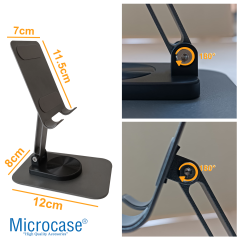 Microcase ZR520 360 Dönerli Universal Katlanabilir Masaüstü Metal Telefon Tutucu Stand - AL4319