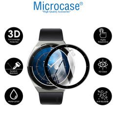 Microcase Huawei Watch GT3 Pro 46 mm Tam Kaplayan Kavisli Ekran Koruyucu 3D Pet Film ZR - Siyah