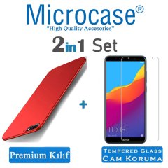 Microcase Huawei Y6 2018 Premium Matte Silikon Kılıf + Cam Koruma