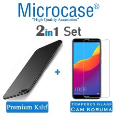 Microcase Huawei Y6 2018 Premium Matte Silikon Kılıf + Cam Koruma