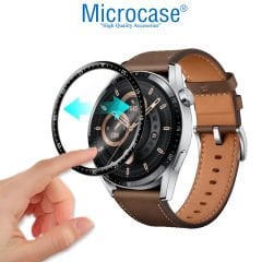 Microcase Huawei Watch GT3 46 mm Tam Kaplayan Kavisli Ekran Koruyucu 3D Pet Film ZR - Siyah