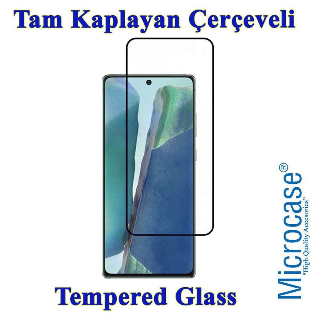 Microcase Samsung Galaxy Note 20 Tam Kaplayan Çerçeveli Cam -Siyah