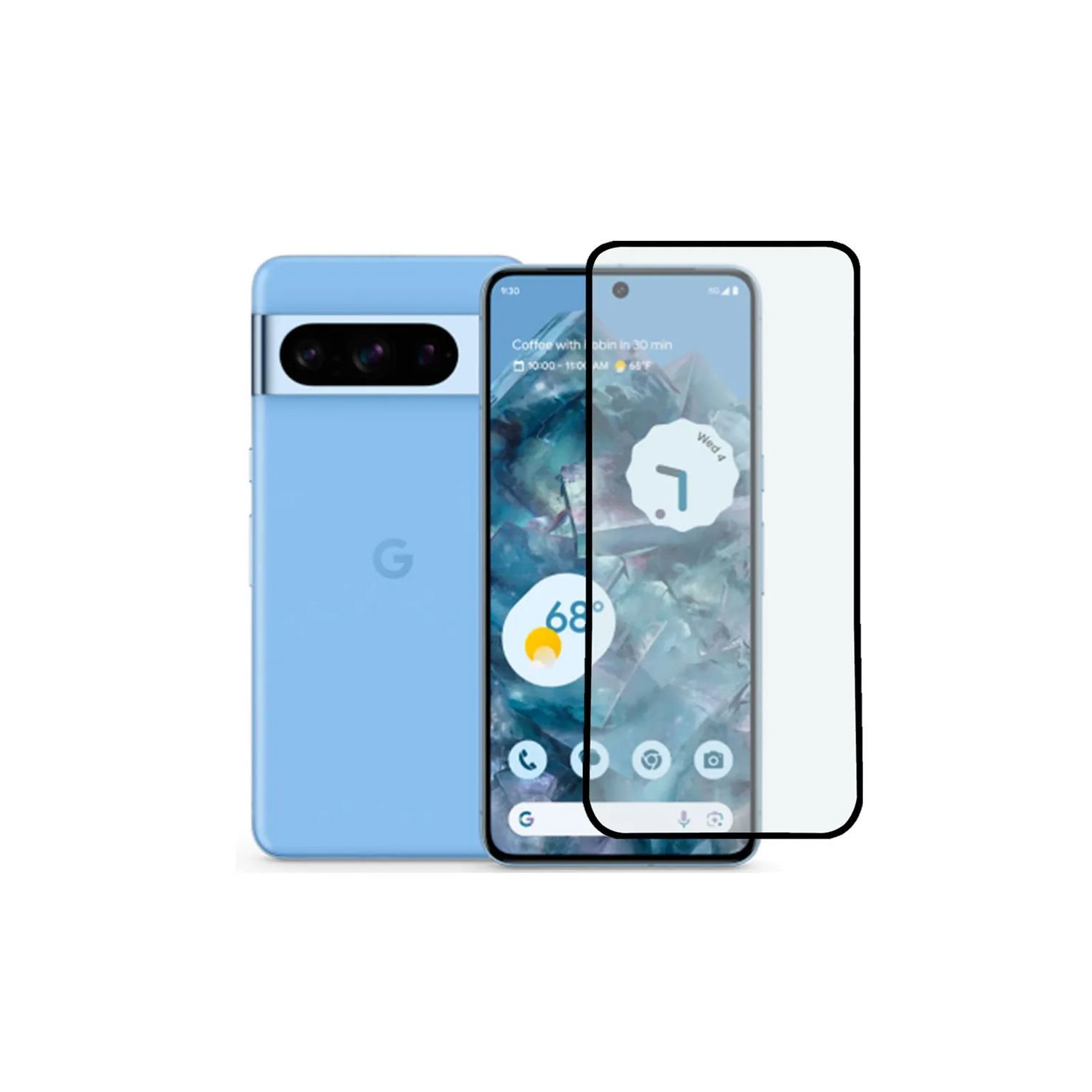 Microcase Google Pixel 8 Tam Kaplayan Çerçeveli Tempered Ekran Koruyucu - AL3276