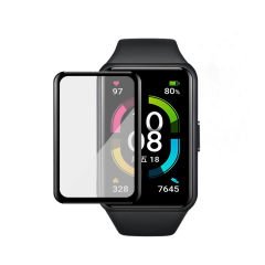 Microcase Honor Band 6 Tam Kaplayan Kavisli Ekran Koruyucu 3D Pet Film ZR - Siyah