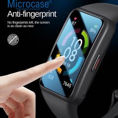 Microcase Honor Band 6 Tam Kaplayan Kavisli Ekran Koruyucu 3D Pet Film ZR - Siyah