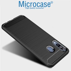 Samsung Galaxy M30 Brushed Kılıf + Tam Kaplayan Çerçeveli Cam