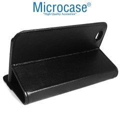 Microcase Lenovo Tab4 7 Essential TB-7304F Alfa Book Case PU Standlı Deri Kılıf - Siyah + Nano Esnek Ekran Koruma Filmi