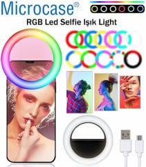 Microcase RGB Selfie LED Mandallı Üniversal Ring Halka Flash Işık Light AL2609