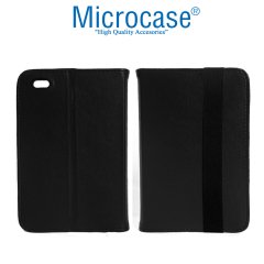 Microcase Lenovo Tab4 7 Essential TB-7304F Alfa Book Case PU Standlı Deri Kılıf - Siyah + Nano Esnek Ekran Koruma Filmi