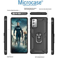 Microcase Samsung Galaxy Note 20 Anka Serisi Yüzük Standlı Armor Kılıf- Siyah
