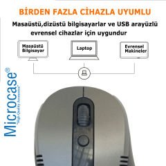 Microcase 2.4Ghz  800/1200/1600  DPI  Ayarlı Wireless  Kablosuz  Mouse -AL4626 YK-224 Gri