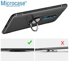 Microcase Oppo Reno 10x Zoom Yüzük Standlı Armor Silikon Kılıf + Tempered Glass Cam Koruma (SEÇENEKLİ)
