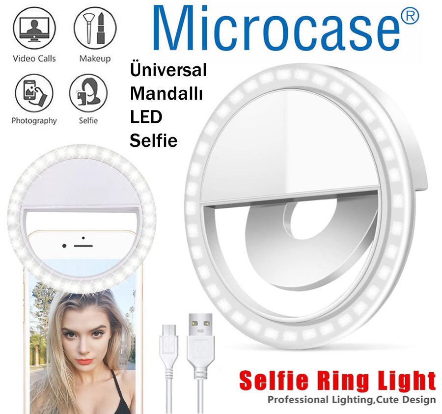 Microcase Selfie LED Mandallı Üniversal Ring Halka Flash Işık Light AL2608