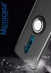 Microcase Oppo Reno 10x Zoom Yüzük Standlı Armor Silikon Kılıf + Tempered Glass Cam Koruma (SEÇENEKLİ)