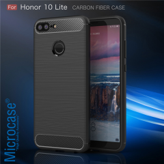 Huawei Honor 10 Lite Brushed Carbon Fiber Silikon TPU Kılıf + Cam