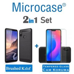 Microcase Xiaomi Mi A2 Lite Brushed Carbon Kılıf + Ekran Koruma