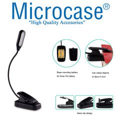 Microcase USB'den Çalışan Ly-15 Kitap Bükülebilir Oynar Başlıklı Mandallı Kitap Okuma Işığı Çalışma Lambası-AL3933