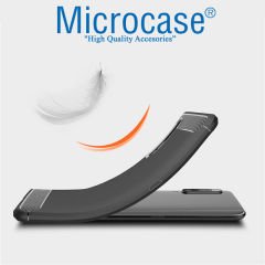 Microcase Xiaomi Mi 9 Pro Brushed Carbon Fiber Tpu Silikon Kılıf Siyah + Tam Kaplayan Çerçeveli Cam