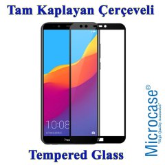 Huawei Y5 2018 Tam Kaplayan Çerçeveli Tempered Cam - Siyah