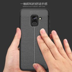 Samsung Galaxy A8 2018 Leather Effect Tpu Silikon Kılıf + Cam