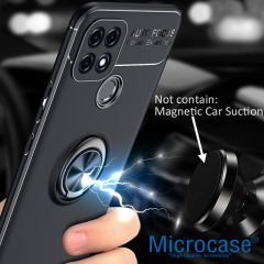 Microcase Oppo A15s Focus Serisi Yüzük Standlı Silikon Kılıf - Siyah