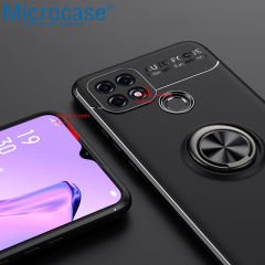 Microcase Oppo A15s Focus Serisi Yüzük Standlı Silikon Kılıf - Siyah