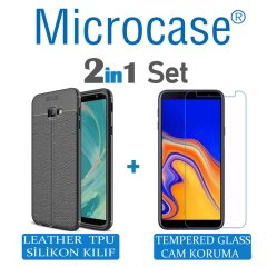 Microcase Samsung Galaxy J4 Plus Leather Tpu Silikon Kılıf + CAM