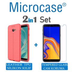 Microcase Samsung Galaxy J4 Plus Leather Tpu Silikon Kılıf + CAM