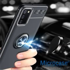 Microcase Samsung Galaxy A52 Focus Serisi Yüzük Standlı Silikon Kılıf - Siyah