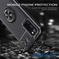 Microcase Samsung Galaxy A52 Focus Serisi Yüzük Standlı Silikon Kılıf - Siyah