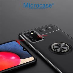 Microcase Samsung Galaxy A52 Focus Serisi Yüzük Standlı Silikon Kılıf - Siyah