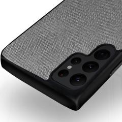 Microcase Samsung Galaxy S22 Ultra Fabrik Kumaş Desen Kılıf - Gri