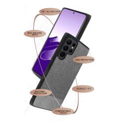 Microcase Samsung Galaxy S22 Ultra Fabrik Kumaş Desen Kılıf - Gri