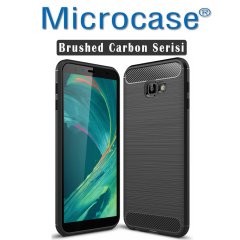Samsung Galaxy J4 Plus Brushed Carbon Fiber Silikon Kılıf + CAM