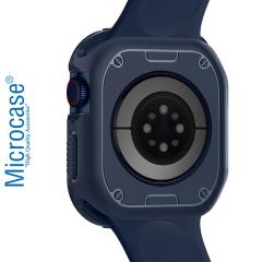 Microcase Apple Watch 7 45mm Rugged Armor Silikon Kılıf - Lacivert KN05