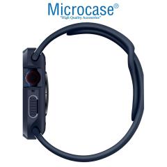 Microcase Apple Watch 7 45mm Rugged Armor Silikon Kılıf - Lacivert KN05