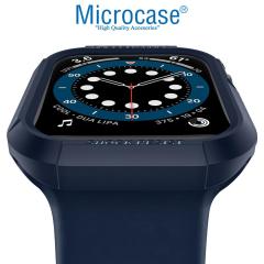 Microcase Apple Watch 7 45mm Rugged Armor Silikon Kılıf - Lacivert KN05