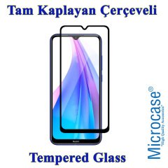 Microcase Xiaomi Redmi Note 8T Brushed Carbon Fiber Silikon Kılıf Siyah + Tam Kaplayan Çerçeveli Cam