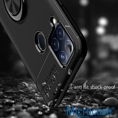 Microcase Realme C15 Focus Serisi Yüzük Standlı Silikon Kılıf - Siyah