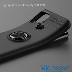 Microcase Realme C15 Focus Serisi Yüzük Standlı Silikon Kılıf - Siyah