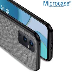 Microcase OnePlus 9 Fabrik Serisi Kumaş Desen Kılıf - Gri