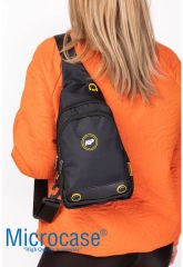 YB Collection Unisex Body Bag Su Geçirmez Kumaş Kulaklık Çıkışlı Çapraz Omuz Göğüs Çantası Siyah AL3872