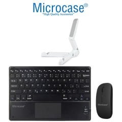 Microcase iPad Pro 12.9 M2 2022 için Touchpad Bluetooth Klavye 24 cm (TR Sticker) + Bluetooth Mouse + Stand - AL2766