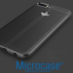 Microcase Huawei Y7 2018 Leather Silikon Kılıf + CAM (SEÇİN)