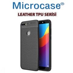 Microcase Huawei Y7 2018 Leather Silikon Kılıf + CAM (SEÇİN)