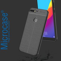 Microcase Huawei Y7 2018 Leather Silikon Kılıf + CAM (SEÇİN)