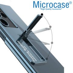 Microcase Samsung Galaxy S23 Ultra ile uyumlu Standlı Kristal Sert Plastik Kılıf - AL3564